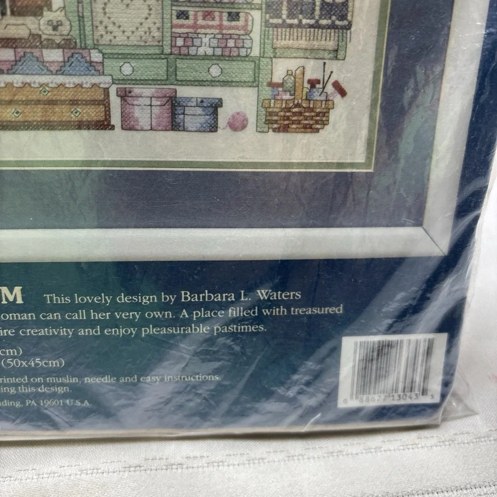 1991 Dimension Sunset Cozy Sewing Room 13043 Stamp Cross Stitch Kit Vtg Open Pkg